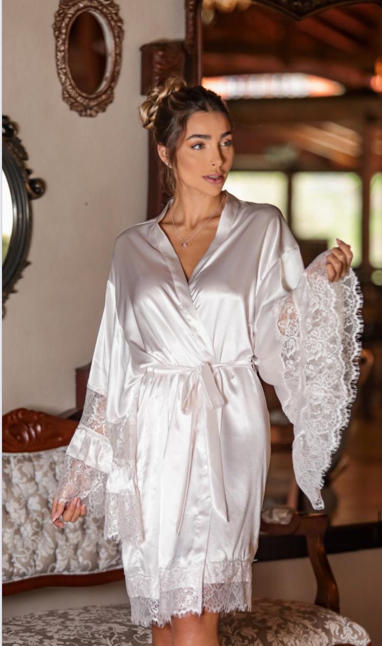 Robe Longo Em Liganete Com Detalhe Em Renda K07 - Compra Fácil Lingerie