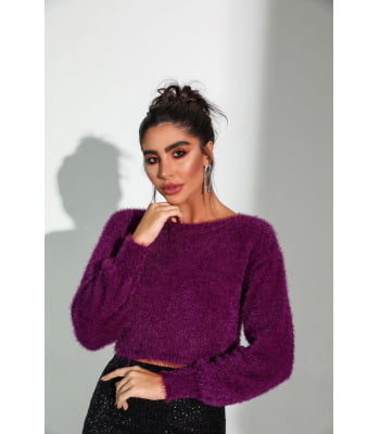 CROPPED EM TRICOT FUFLY ROXO