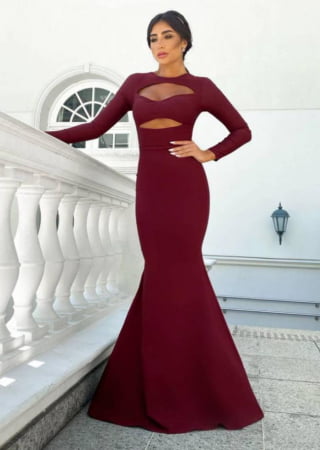 VESTIDO BARRETOS MARSALA VESTIDO BARRETOS MARSALA