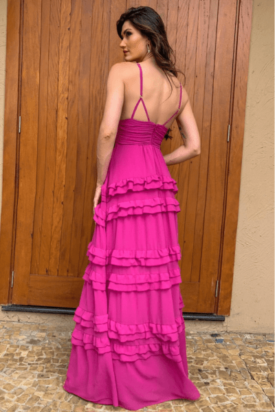 VESTIDO DE FESTA PARIS FÚCSIA