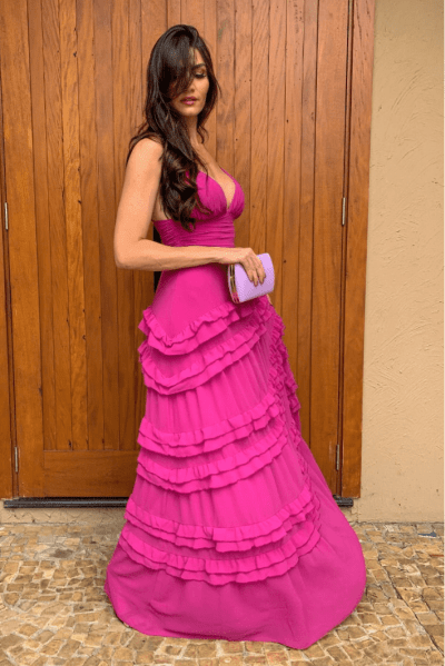 VESTIDO DE FESTA PARIS FÚCSIA