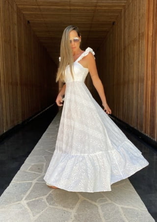 VESTIDO MAYLA EM LAISE BRANCO VESTIDO MAYLA EM LAISE BRANCO