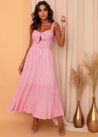 VESTIDO LONGUETE VICHY ROSA VESTIDO LONGUETE VICHY ROSA