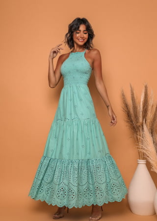 VESTIDO MIDI CAMPINAS VERDE MENTA