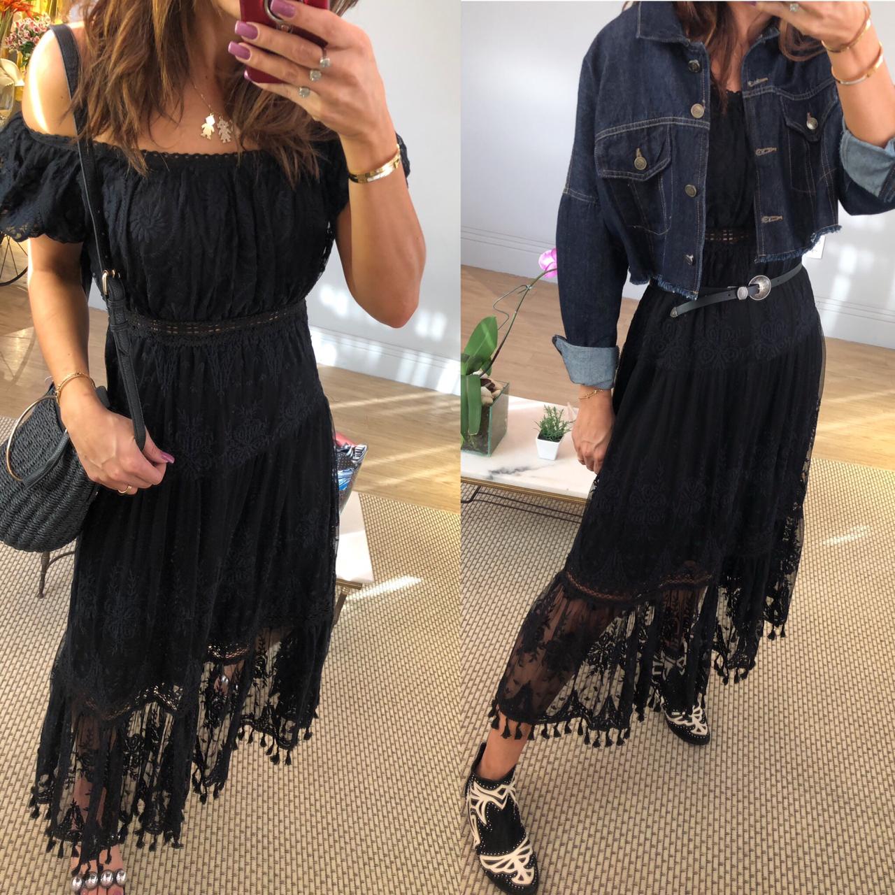 vestido ciganinha preto