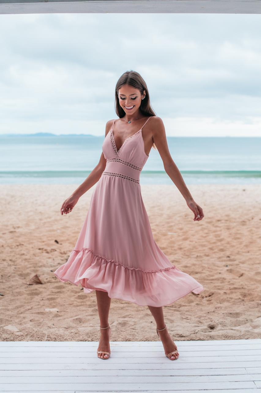 vestido midi rose